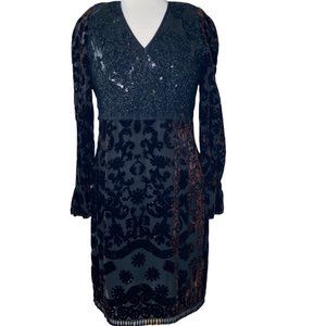 Vintage 80s/90s Badgley Mischka Black Velvet and Sequin Cocktail Dress Size 10